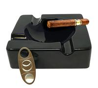Cenicero grande para cigarros para exteriores, ceniceros grandes de cerámica de 8.5 pulgadas, color negro brillante para interiores, exteriores, mesa, patio, hogar, oficina, accesorios para cigarros,