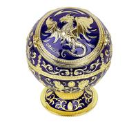 Cenicero grande resistente al viento con tapa abatible para cigarrillos, cenicero decorativo portátil de metal con estampado de dragón para el hogar, para patio, interior y exterior, quemador de