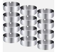 Cenicero, juego de ceniceros redondos de acero inoxidable de 8 cm para interiores y exteriores (8 cm - paquete de 12)