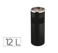 Cenicero papelera metalico q-connect con recogecolillas negro 61,5x25 cm - KF04229