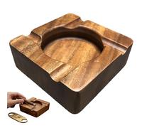 Cenicero para cigarros Cenicero cuadrado de madera para cigarros hecho a mano con resto de grano de madera natural para el patio de la oficina en casa (5x5 pulgadas)