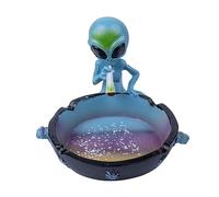Cenicero para exteriores, ceniceros geniales para cigarrillos, decoración de cenicero de fantasía alienígena para oficina en casa, regalo de adorno (azul, ALIEN)