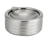 Cenicero para exteriores con tapa, bandeja abatible de acero inoxidable, ceniceros de metal resistente al viento para uso en interiores o exteriores, cenicero de escritorio, oficina, patio, decoración