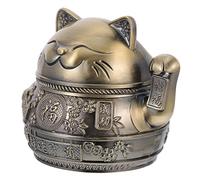Cenicero para interiores y exteriores, cenicero de metal, resistente al viento, diseño de gato japonés Maneki, aleación de zinc, oficina antigua