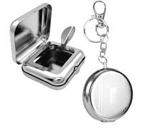 Cenicero Portatil Bolsillo, Cenicero con Tapa 2 Piezas, Cenicero Exterior Compacto, Metal Ceniceros para Interior Camping Viajar, Cuadrado+Redondo