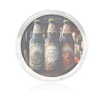 Cenicero portátil de cristal con 3 botellas de cerveza, adecuado para uso en interiores y exteriores, ideal para fumar en la mesa.