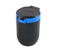 Cenicero portátil para coche, sin humo, con tapa, portátil y bandeja para cenizas, luz LED azul, cubo de basura para coche, con luz LED, ligero, sin humo, desmontable y lata