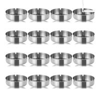 Cenicero Redondo de Acero Inoxidable, 16 Piezas Cenicero de Sobremesa de 8 cm, Ceniceros de Metal para Uso Interior y Exterior, Utilizado en Restaurantes, Bares, Exteriores