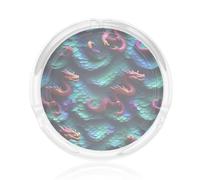 Cenicero redondo de cristal con estampado de escamas de dragón mágico 3D para el hogar, oficina, salas de estar, coches, mesas de café decorativas