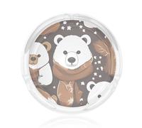 Cenicero redondo de cristal transparente con estampado de oso blanco para uso en interiores y exteriores, cenicero para decoración en casa y oficina