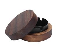 Cenicero resistente al viento con tapa para cigarrillos, cenicero portátil de metal, cenicero de cigarros, olor de madera maciza con tapa, cenicero compacto, forro de acero inoxidable, mesa de café