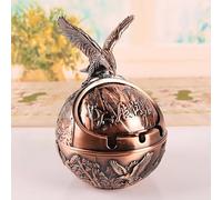 Cenicero Retro Feng Shui para decoración del hogar, Estilo Vintage, con Menos Olor, de Metal, portátil, con Tapa Deslizante, Ideal para Interiores y o