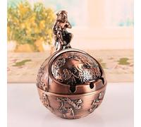 Cenicero Retro Feng Shui para decoración del hogar, Estilo Vintage, con Menos Olor, de Metal, portátil, con Tapa Deslizante, Ideal para Interiores y o