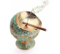 Cenicero Vintage con Tapa Antiviento - Globo Terráqueo Decorativo en Aleación de Zinc para Interior/Exterior (11.5cm Diseño Retro Desmontable)