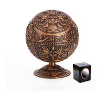 Cenicero vintage resistente al viento con tapa, cenicero portátil de mesa para uso en exteriores e interiores, cenicero de metal con estampado a mano, regalo para hombres y mujeres (cobre rojo rosa)