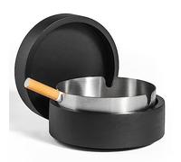 Ceniceros bonitos para cigarrillos, cenicero con tapa, cenicero de madera DDAJJAJ con acero inoxidable, cenicero decorativo portátil resistente al viento para el hogar, patio, oficina, al aire libre,