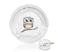 Ceniceros redondos con forma de búho sobre una rama, de cristal, para decoración del hogar y la oficina.