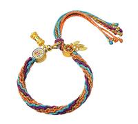 Cenifin Pulsera tibetana de la suerte tejida a mano para mujer con coloridos patrones de reencarnación y diseños únicos, talla única, como se describe
