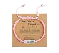 Cenifin Pulseras con abalorios de banda para el cáncer de mama, joyería de conciencia tejida a mano, brazaletes de cuerda para mujeres, joyería hecha a mano, regalo pulsera trenzada, talla única, como