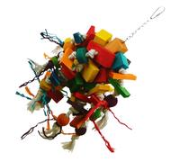 Cenifin Wooden Bird Chewing Play & Foraging Exercise Toy for Conures Parakeets Macaws Cage Accessories Natural Wood Parrots Chew Toy Colorful Hanging