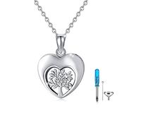 Cenizas urna cadena de plata de ley 925 memorial árbol de la vida colgante collar cremación joyería corazón cenizas recuerdo accesorios