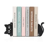 Cenjeery Sujetalibros de Metal con Gato Asomado Juego de 2, Sujetalibros Decorativos para Estantes, Librerías, Oficina y Escritorio, Regalo para Amantes de los Gatos y los Libros