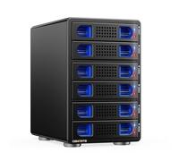 CENMATE Caja de disco duro de 6 bahías con ventilador de refrigeración para disco duro SATA HDD/SSD de 6.3 cm/8.9 cm con USB A/C 3.2 Gen 2, compatible con intercambio en caliente, expansión en cadena