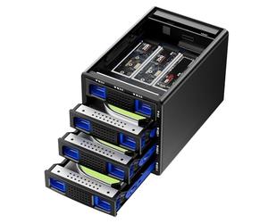 CENMATE carcasa híbrida para hdd 3*3.5 NVMe Carcasa con ventilador para 2.5/3.5" SATA HDD/SSD y M Key/B+M Key 2230/42/60/80/110 M.2 SSD, cable USB A/C 3.2