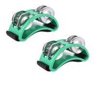 CENMEN 2 pedales de percusión para pies de pandereta, instrumento musical con campanas de acero, color verde, duradero, fácil de instalar, fácil de usar