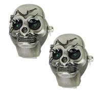 CENMEN 2 x Flip-Up Skull cubierta de reloj con correa para Unisex - Batería incluida, bronce, Correa