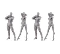 CENMEN 2X Body Doll, Artistas Maniquí Blockhead Articulado Maniquí Dibujo Figuras Conjunto Masculino + Femenino (Gris)