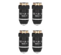 CENMEN 4 lentes de microscopio biológico, lente de objetivo negro acromático 195, interfaz de objetivo de alta potencia de aceite 100X, 20,2 mm