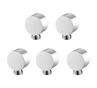 CENMEN 5 codos de suministro de pared, accesorios de conector de manguera de ducha redondos de latón G1/2 pulgadas para ducha, color plateado