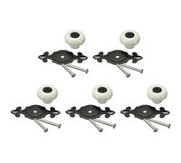 CENMEN 5 pomos de cerámica vintage para puertas, cajones, armarios, armarios, tiradores blancos y negros