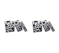 CENMEN 6 cintas con borde de alambre con estampado de vaca blanca y negra, cinta para envolver regalos, cinta con estampado animal para manualidades