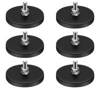 CENMEN Imanes recubiertos de goma, base magnética de 22 libras con imán roscado M6 con pernos y tuercas, imanes fuertes que sostienen fáciles de usar, color negro, 6 unidades