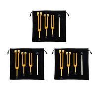 CENMEN Juego de 9 Horquillas de AfinacióN (128 Hz, 256 Hz, 512 Hz) Kit de Horquilla de AfinacióN para CuracióN, Chakra, Terapia de Sonido, Horquilla Deslizante SóNica (Dorado)