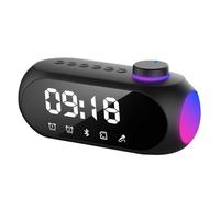 CENMEN Mini Receptor de Radio FM PortáTil Sonido de Alta Fidelidad Altavoz Bluetooth RGB con Reloj Despertador Dual Soporte Manos -A