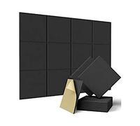 CENMEN Paquete de 12 Paneles AcúSticos Cuadrados, Paneles AcúSticos de Alta Densidad de 12X12X0.4 Pulgadas, Bordes Biselados Aislados Insonorizados, Negro