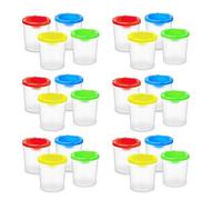 CENMEN Paquete de 24 vasos de pintura con tapas, taza de agua de pintura sin derrames, vasos de pintura reutilizables a prueba de derrames para pintura, (4 colores)