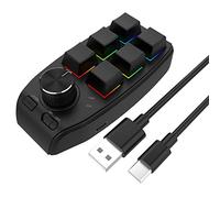 CENMEN Teclado de Perilla de Macro de ProgramacióN Personalizada USB 6 Teclas Copiar Pegar Mini BotóN para Photoshop Gaming Teclado MecáNico Negro