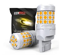 Cenmoll 7443 W21/5W Bombilla LED ámbar amarillo, Super brillante 2000LM Canbus Error Free 580 7443 W21/5W Bombilla para coche Respaldo marcha atrás Luz de estacionamiento Luces de señal de giro, 2PCS