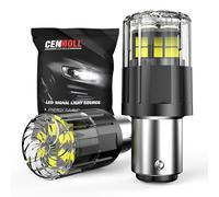 Cenmoll Bombilla LED P21/5W blanca, 3200 LM superbrillante, 12 V-24 V, 1157 BAY15D 380 P21/5W, recambio para luces de marcha atrás, freno, intermitentes, estacionamiento y luces diurnas, 1 par