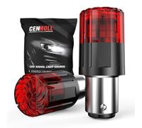 CENMOLL Bombilla LED P21/5W roja, 3200 LM superbrillante, 12V-24V, 1157 BAY15D, 380, bombilla de repuesto para coche P21/5W para luces de marcha atrás, freno, intermitente, estacionamiento y DRL,1 par
