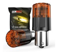 Cenmoll Bombilla LED P21W amarillo ámbar, 3200 lm, superbrillante, 12 V-24 V, resistencia de carga integrada 1156 BA15S 382 P21W, bombillas de repuesto para luces DRL de estacionamiento, señal de giro