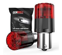 Cenmoll Bombilla LED P21W roja, 3200 LM superbrillante, 12 V-24 V, 1156 BA15S 382 P21W, recambio para luces traseras de freno, luces de marcha diurna y luces de marcha atrás, 1 par