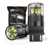 Cenmoll Bombilla LED T25 3157 blanca, 3200 LM superbrillante 12 V-24 V P27/7 W 3156 P27W 3157 T25, recambio para luces de marcha atrás, freno, intermitentes, estacionamiento y DRL, 1 par
