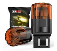 Cenmoll Bombilla W21/5W amarillo ámbar, 3200 LM superbrillante 12 V-24 V T20 7440 7443 W21W Bombilla LED de repuesto para luces traseras de giro, estacionamiento y DRL, 1 par