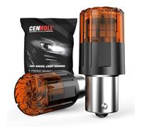 Cenmoll Bombillas LED BAU15S PY21W amarillo ámbar, 3200 LM superbrillantes 12 V-24 V BAU15S PY21W Bombillas LED indicadoras de repuesto para luces traseras de giro, estacionamiento y DRL, 1 par