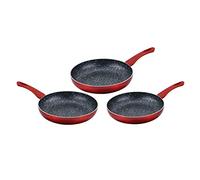 Cenocco CC-2001 - Juego de 3 estufas de piedra - Todos los quemadores e inducción - 20/24/28 cm - Rojo
